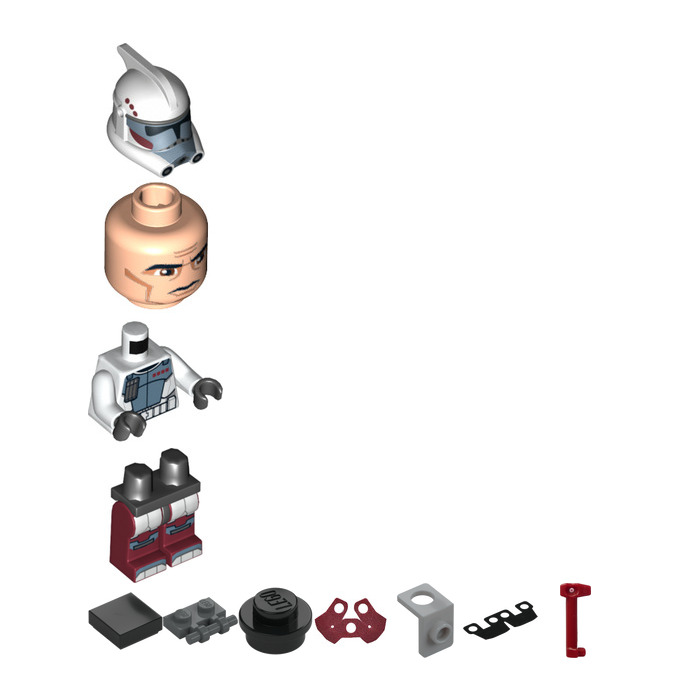 1x Lego Minifigur Star Wars Clone ARC Trooper Hammer Rancor Battalion Phase 2 Black Hips And Dark Red Legs Large Eyes Set 9488 3626cpb0314 973pb1051 Sw0377 - Foto 9